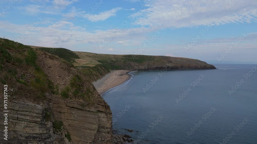 Aerial view of Porth Ceiriad's stunning cliffs on the Llyn Peninsula, North Wales Aerial view of Porth Ceiriad's stunning cliffs on the Llyn Peninsula, North Wales