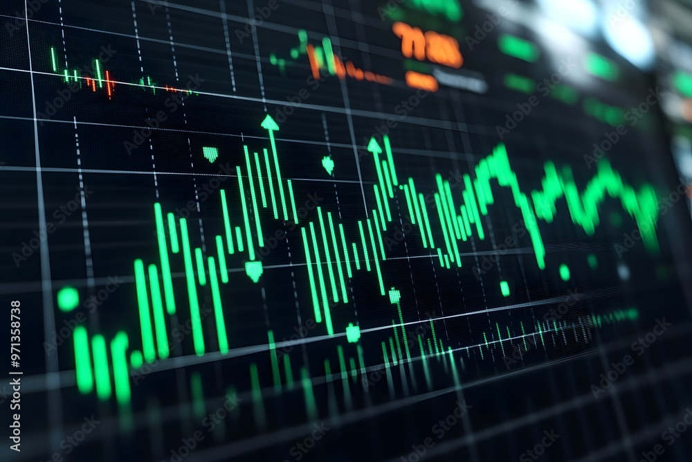 Obraz premium Financial Chart, Stock Market Data Display
