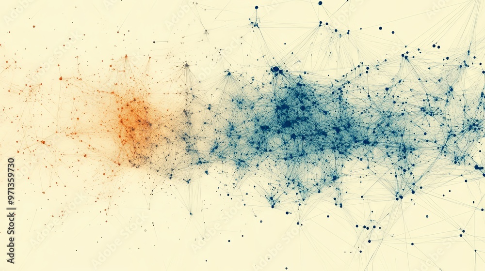 Abstract Network Visualization with Orange and Blue Clusters Abstract Network Visualization with Orange and Blue Clusters