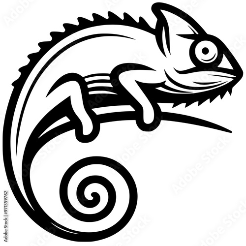 Beautiful chameleon silhouette