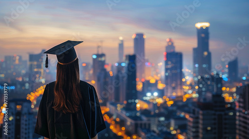 A graduate holding cap looks to future, embracing new opportunities