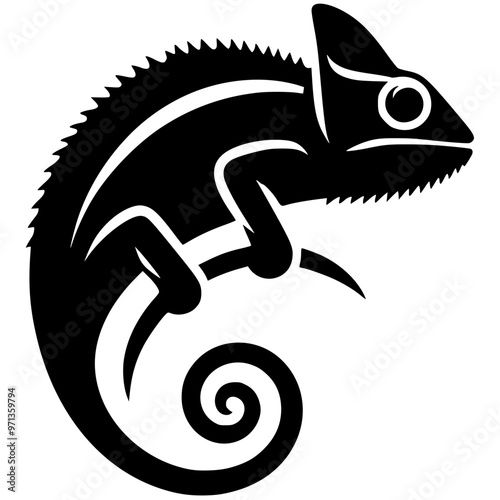 Beautiful chameleon silhouette