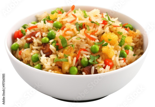 PNG Fried rice food white background vegetable.