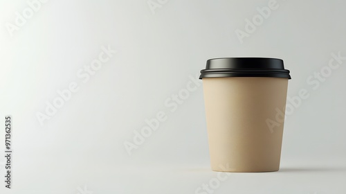 A simple coffee cup on a minimalist background.