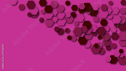 Modern abstract hexagon pattern in hues on a light and dark background, perfect for tech and minimalist designs.