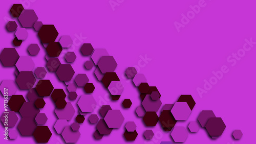 Modern abstract hexagon pattern in hues on a light and dark background, perfect for tech and minimalist designs.