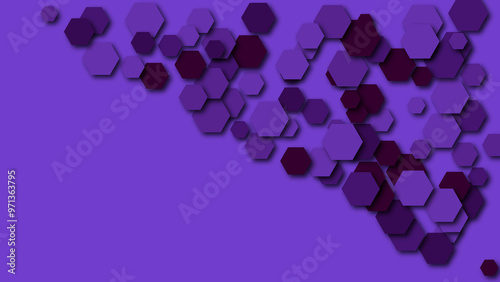 Modern abstract hexagon pattern in hues on a light and dark background, perfect for tech and minimalist designs.