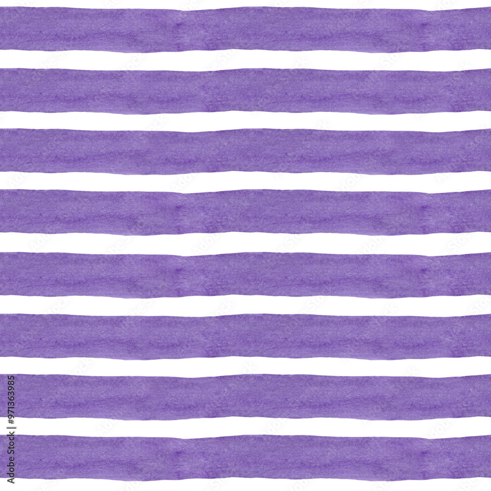 Obraz premium Seamless violet stripes background. Watercolor hand drawn pattern for fabric texture, textile, wallpaper, home decor prints, wrapping paper