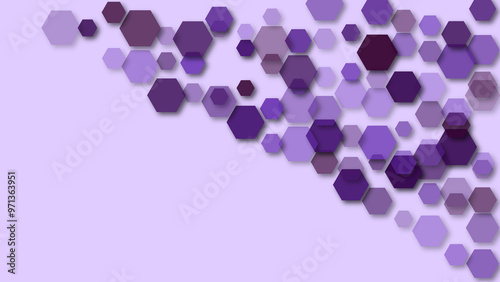 Modern abstract hexagon pattern in hues on a light and dark background, perfect for tech and minimalist designs.