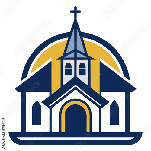 Church in the Morning, Church of the Holy Cross, minimalist church logo vector art