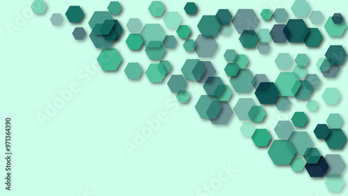 Modern abstract hexagon pattern in hues on a light and dark background, perfect for tech and minimalist designs.