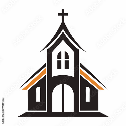 Church of the Holy Cross, minimalist church logo vector art