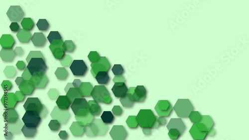 Modern abstract hexagon pattern in hues on a light and dark background, perfect for tech and minimalist designs.