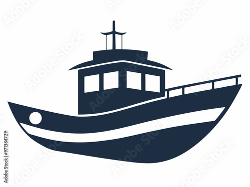 Ship on a white background, boat silhouette icon