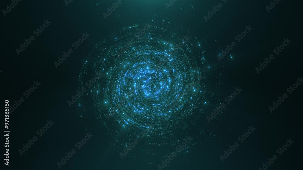 Abstract energy spiral. A rotating ball of luminous dots. Abstract circles of rotating particles. Animation of abstract spinning light particles in concentric circular motions with a glow effect. Abstract energy spiral. A rotating ball of luminous dots. Abstract circles of rotating particles. Animation of abstract spinning light particles in concentric circular motions with a glow effect.