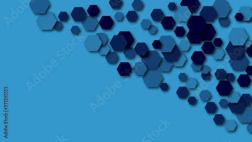 Modern abstract hexagon pattern in hues on a light and dark background, perfect for tech and minimalist designs.