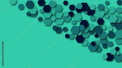 Modern abstract hexagon pattern in hues on a light and dark background, perfect for tech and minimalist designs.