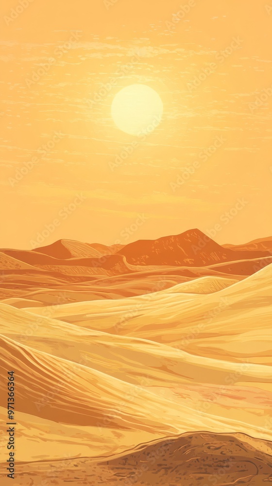 Fototapeta premium Desert Landscape Under a Bright Sun.