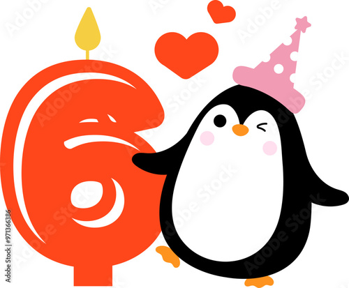 Cute little Penguin and Number