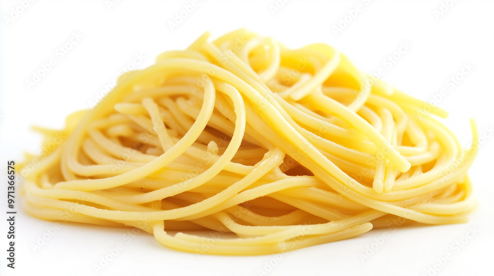 Perfectly Cooked Spaghetti on a Clean White Background Perfectly Cooked Spaghetti on a Clean White Background