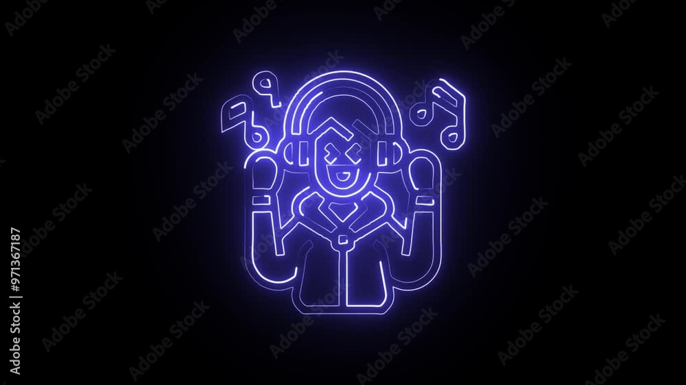 Glowing neon Music icon isolated on black background. HD Video motion graphic animation Glowing neon Music icon isolated on black background. HD Video motion graphic animation