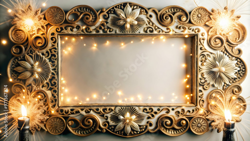 Abstract 3D Rangoli Border with Sparkler Lines | Minimalistic and Vibrant Design for Cultural Events and Festive Promotions