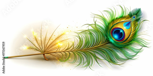 Vibrant 3D Peacock Feather and Sparkler Lines Border Frame for Celebratory Announcements - Colorful Design with Generous Copy Space