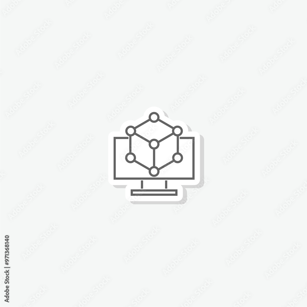 Simulation icon sticker isolated on gray background Simulation icon sticker isolated on gray background