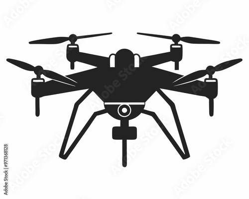 Drone silhouette vector illustration, helicopter silhouette vector