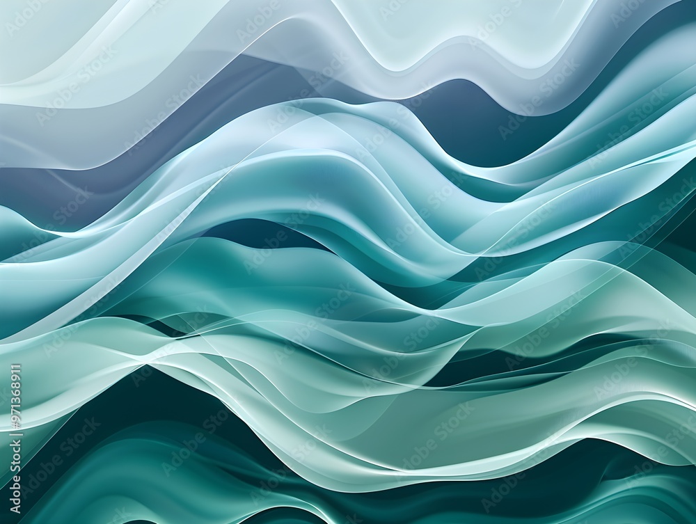 A calming and peaceful abstract artwork featuring flowing, iridescent teal waves. The gentle curves and soft colors create a serene and soothing atmosphere. A calming and peaceful abstract artwork featuring flowing, iridescent teal waves. The gentle curves and soft colors create a serene and soothing atmosphere.
