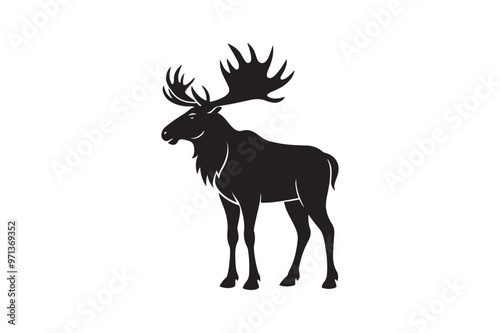 Moose silhouette vector illustration, Moose silhouette vector, Moose silhouette PNG  photo