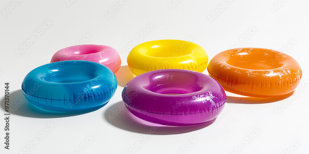 different inflatable pool floats isolated on a white background different inflatable pool floats isolated on a white background
