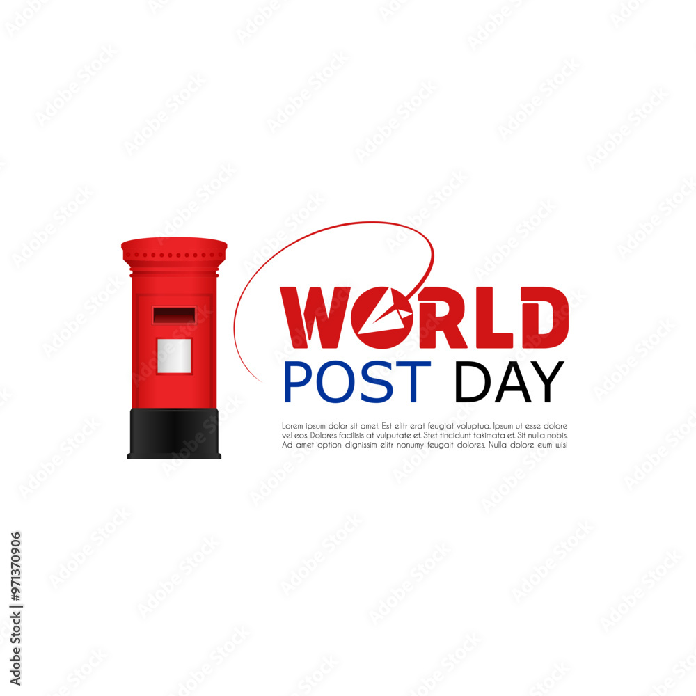 World Post Day. Postbox illustration with paper aeroplane typography World Post Day. Postbox illustration with paper aeroplane typography