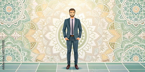 Seamless Watercolor Tile Background Featuring Eco-Friendly Rangoli Patterns and Zero Waste Symbols in Soft Pastel Shades - Sustainable Cultural Aesthetic