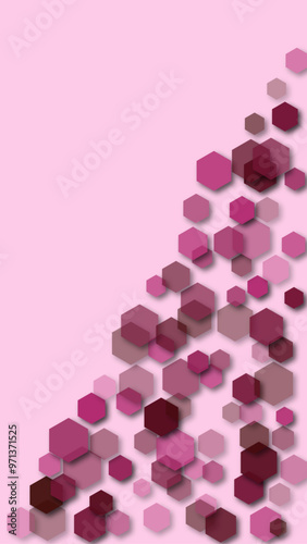 HD size, Modern abstract hexagon pattern in hues on a light and dark backgrounds, perfect for tech and minimalist designs.