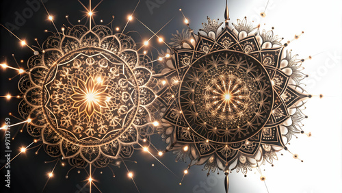3D Isolated Abstract Sparklers and Mandala Icon - Vibrant Vector Design with Intricate Details on White Background
