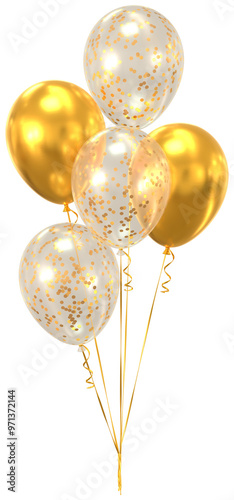 Gold and transparent anniversary balloons