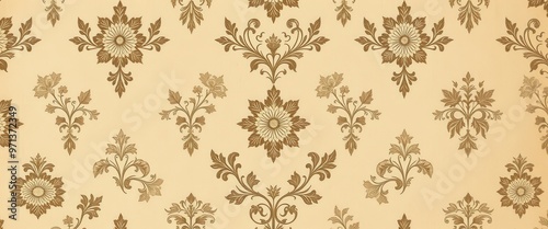 Ornate Brown Floral Pattern on a Beige Background