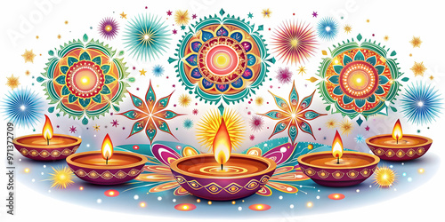 Flat Glossy Cultural Dance Background: Elegant Vector Illustration Showcasing Fluid Movement with Sparklers and Rangoli Designs � Perfect for Smart Business Use