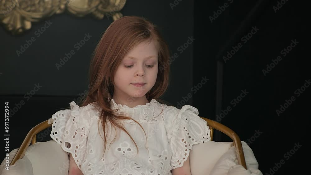 An Elegant and Charming Child Portrait Featuring a Beautiful Youngster in a Vintage Dress An Elegant and Charming Child Portrait Featuring a Beautiful Youngster in a Vintage Dress