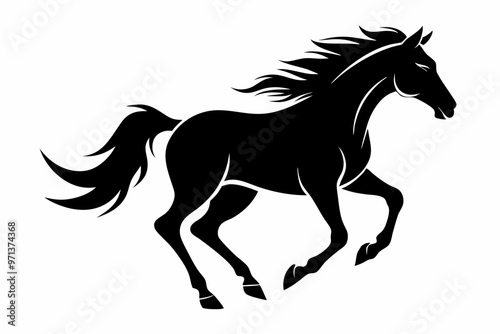 running horse silhouette, galloping horse silhouette vector, horse icon vector 