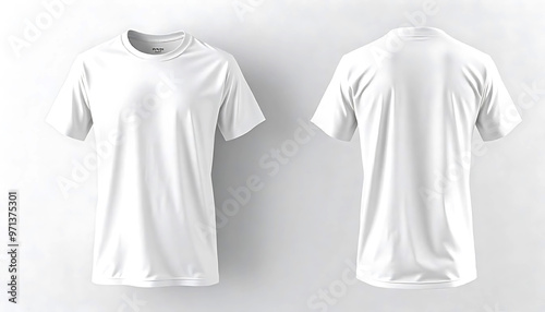 T-shirt mockup. White blank T-shirt front and back views, white T-shirt Mockup | Generative AI