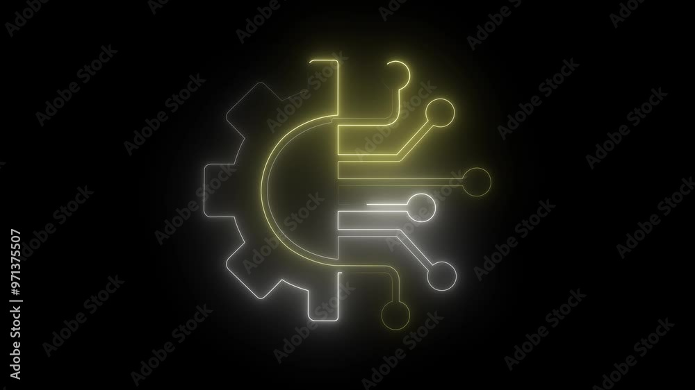 New Update neon setting icon setup animation in black background on black background New Update neon setting icon setup animation in black background on black background