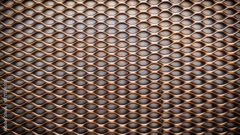 Small mesh expanded metal sheet with intricate pattern, ideal for industrial backgrounds and textures Small mesh expanded metal sheet with intricate pattern, ideal for industrial backgrounds and textures