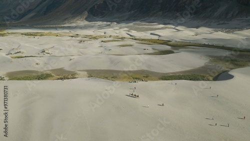 Aerial view of Leh Ladakh, Pangong Tso Lake, Maitreya Buddha, Diskit Monastery in Nubra Valley, Sand Dunes Nubra Valley, photo