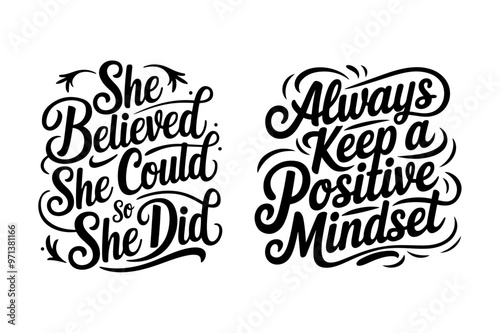 Always keep a positive mindset hand drawn playful vibrant typography