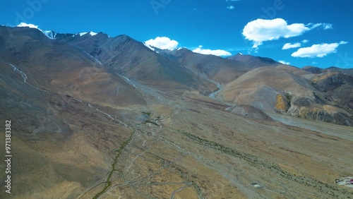 Aerial view of Leh Ladakh, Pangong Tso Lake, Maitreya Buddha, Diskit Monastery in Nubra Valley, Sand Dunes Nubra Valley, photo