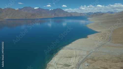 Aerial view of Leh Ladakh, Pangong Tso Lake, Maitreya Buddha, Diskit Monastery in Nubra Valley, Sand Dunes Nubra Valley, photo