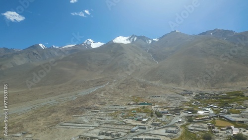 Aerial view of Leh Ladakh, Pangong Tso Lake, Maitreya Buddha, Diskit Monastery in Nubra Valley, Sand Dunes Nubra Valley, photo