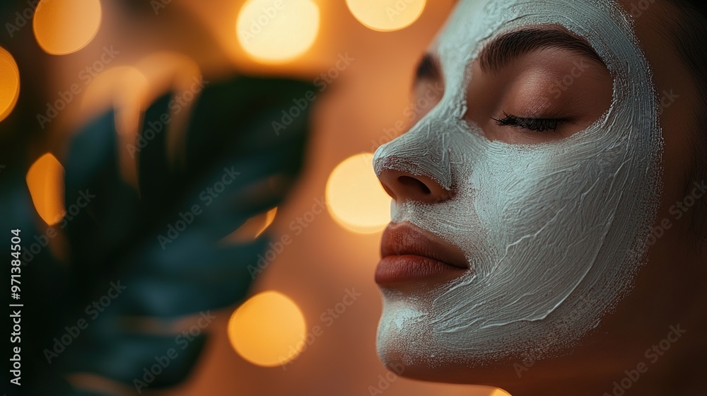 Relaxing woman with face mask at spa Relaxing woman with face mask at spa